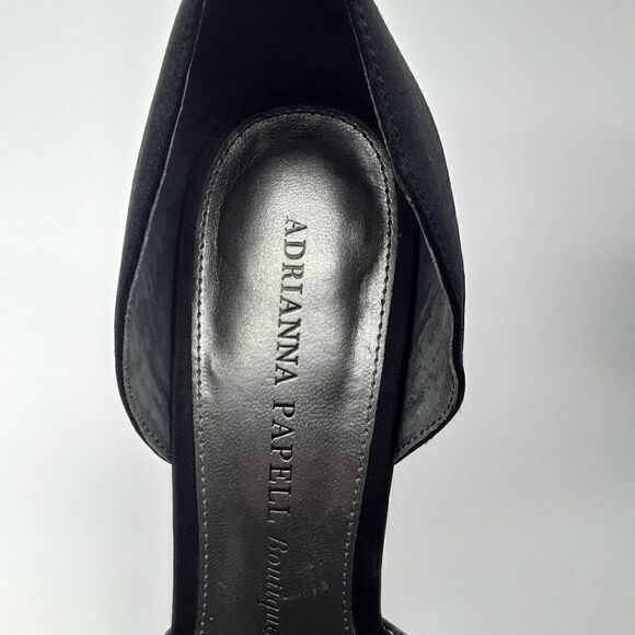 Adrianna Papell  Boutigue Gambit Black Satin Heeled Shoes Size 6M - Picture 3 of 10
